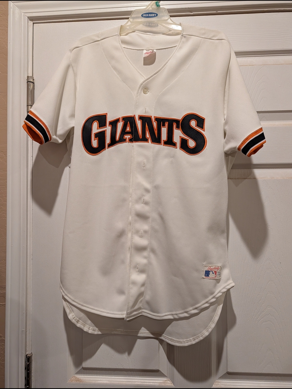 Rawlings White Giants Baseball Jersey with Black & Orange Lettering